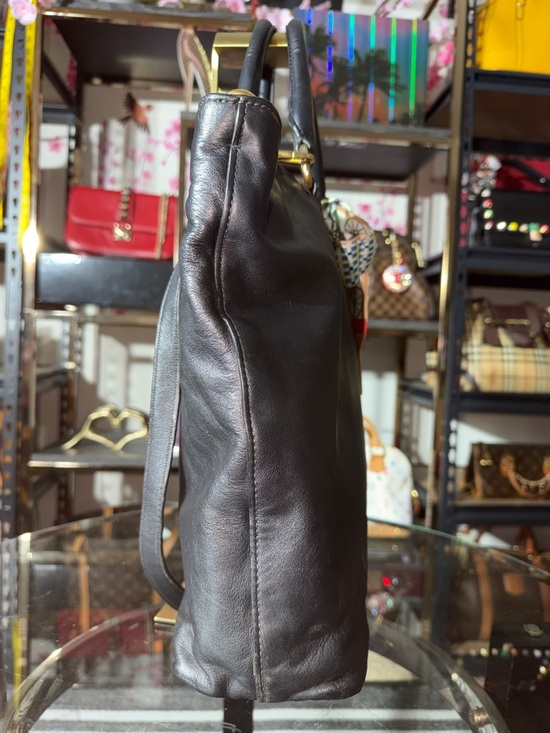 Prada Black Leather Tote with Multicolor Silk Scarf - Picture 5 of 8